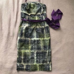 Strapless sheath dress from Anthropologie.